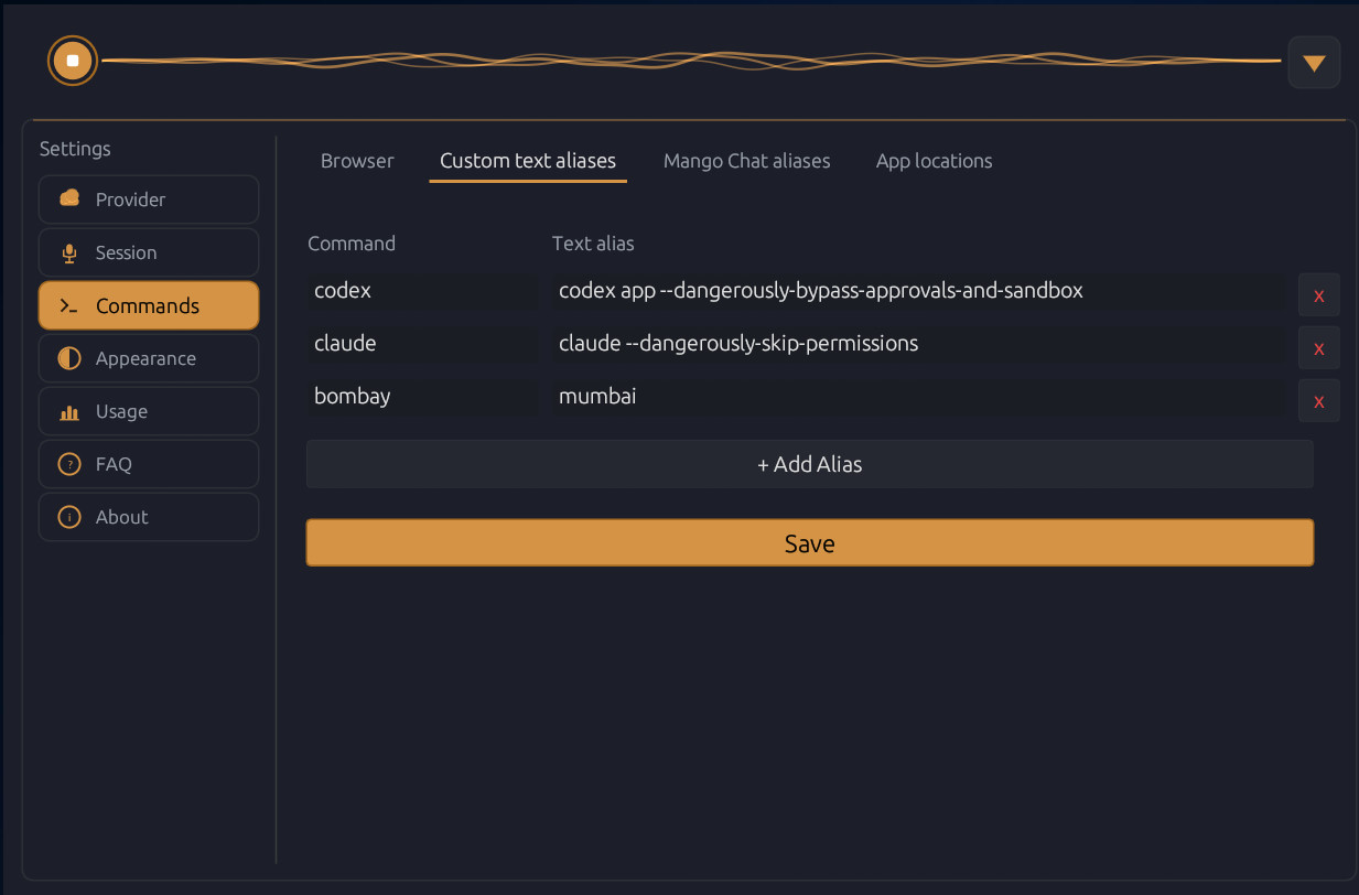 Custom text aliases for text expansion shortcuts